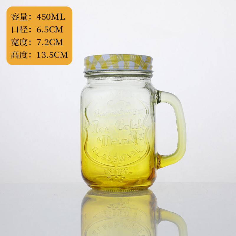 Tazas Mason con mangas de paja tazas de jugo creativas tazas de agua de vidrio de arena de color gradiente