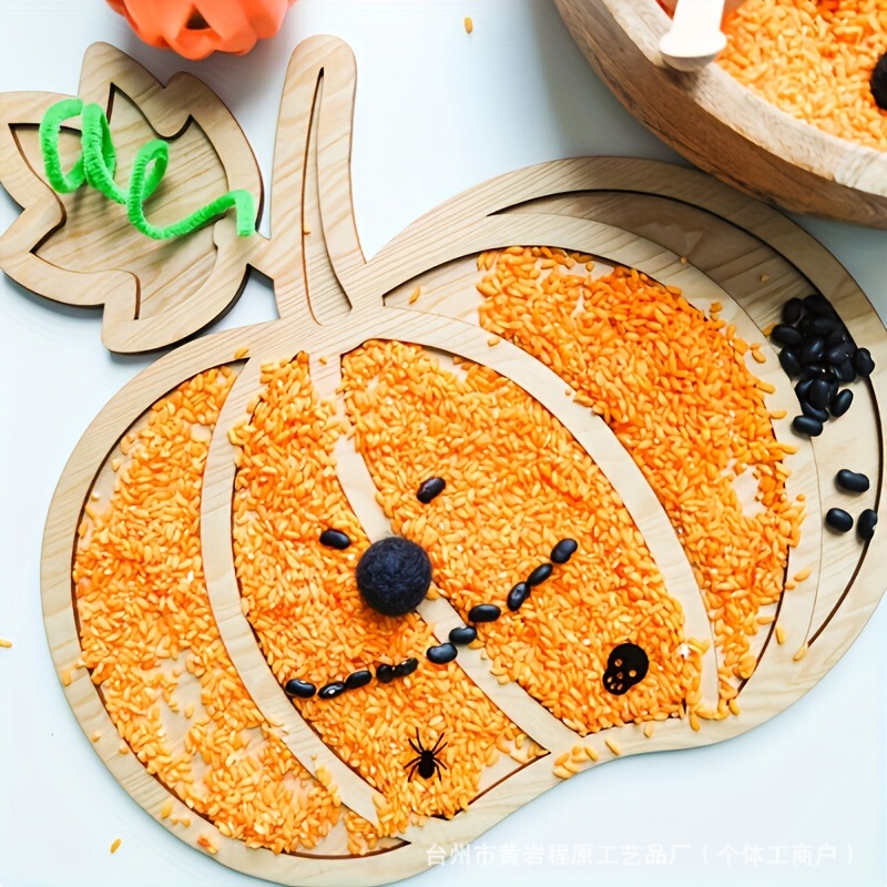 Wooden Dinner Plate Creative Halloween Wooden Tray Display Plate Solid Wood DIY Wooden Plate Holiday Home Decoration Plate