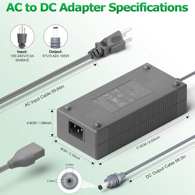 195W third-generation Mini power adapter 57V3.42A Gen3 universal adapter for satellite routers in multiple countries