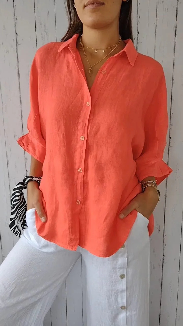 Women's Blouse Long Sleeve Blouses Button Casual Solid Color display picture 5