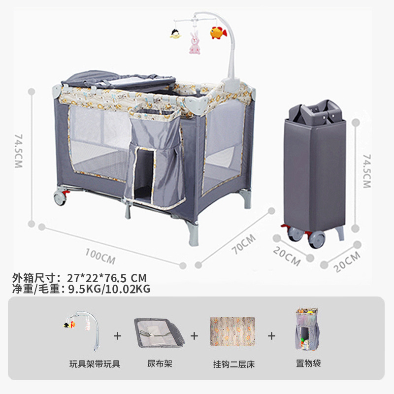 Cuna multifuncional transfronteriza plegable, cama de juegos extraíble, mesa de cuidado para bebés con cambiador, cama especial para bebés