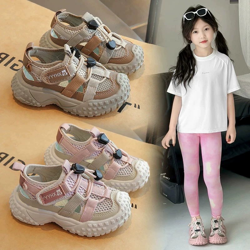 Сандалии для девочек 2025 новый летний кроссовки для девочек летом детская обувь большая детская дышащая обувь Baotou