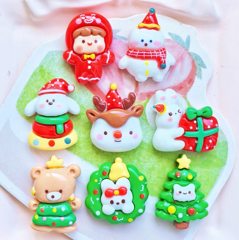 クリスマス新商品樹脂アクセサリー漫画クリームゴム携帯ケースクリスマス雪だるまヘラジカ冷蔵庫アクセサリー|undefined