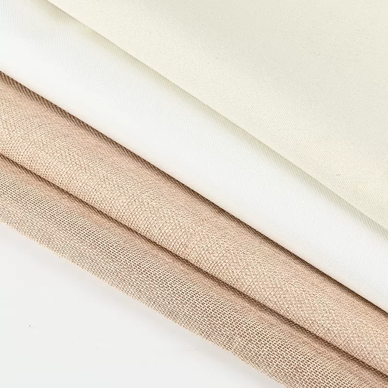 粗麻布黄麻布料上浆染色PE覆膜烧毛复古背景粗麻箱包面料定制