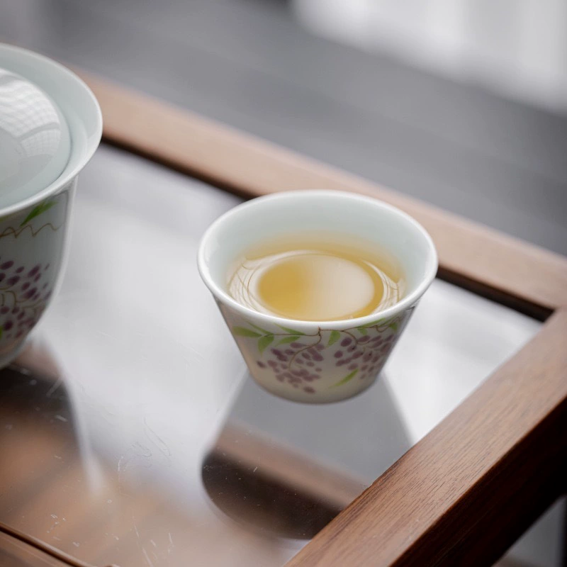 Ceramic tea cup, hand painting, orchid