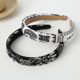 韩版变形虫碎花窄版发箍洗脸束发带批发头饰复古发饰2公分头箍
