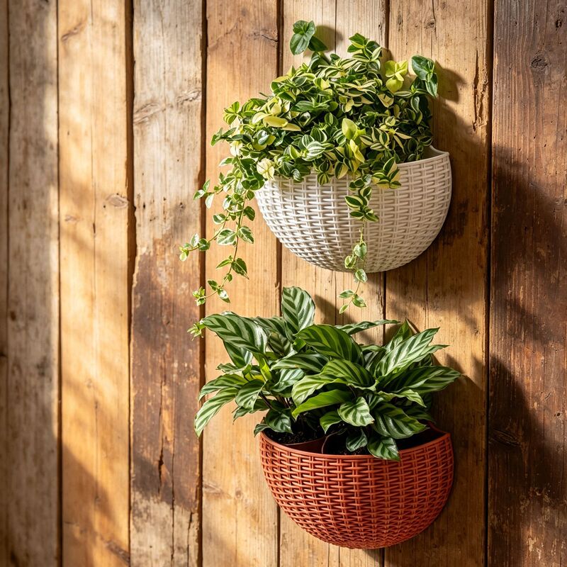 European Style Imitation Rattan Wall Hanging Semi-circular Flower Pot Non-perforated Hanging Flower Basket Balcony Lazy Flower Pot Wall Hanging Hydroponic Flower Pot European Style Imitation Rattan Wall Hanging Semi-circular Flower Pot Non-perforated Hanging Flower Basket Balcony Lazy Flower Pot Wall Hanging Hydroponic Flower Pot