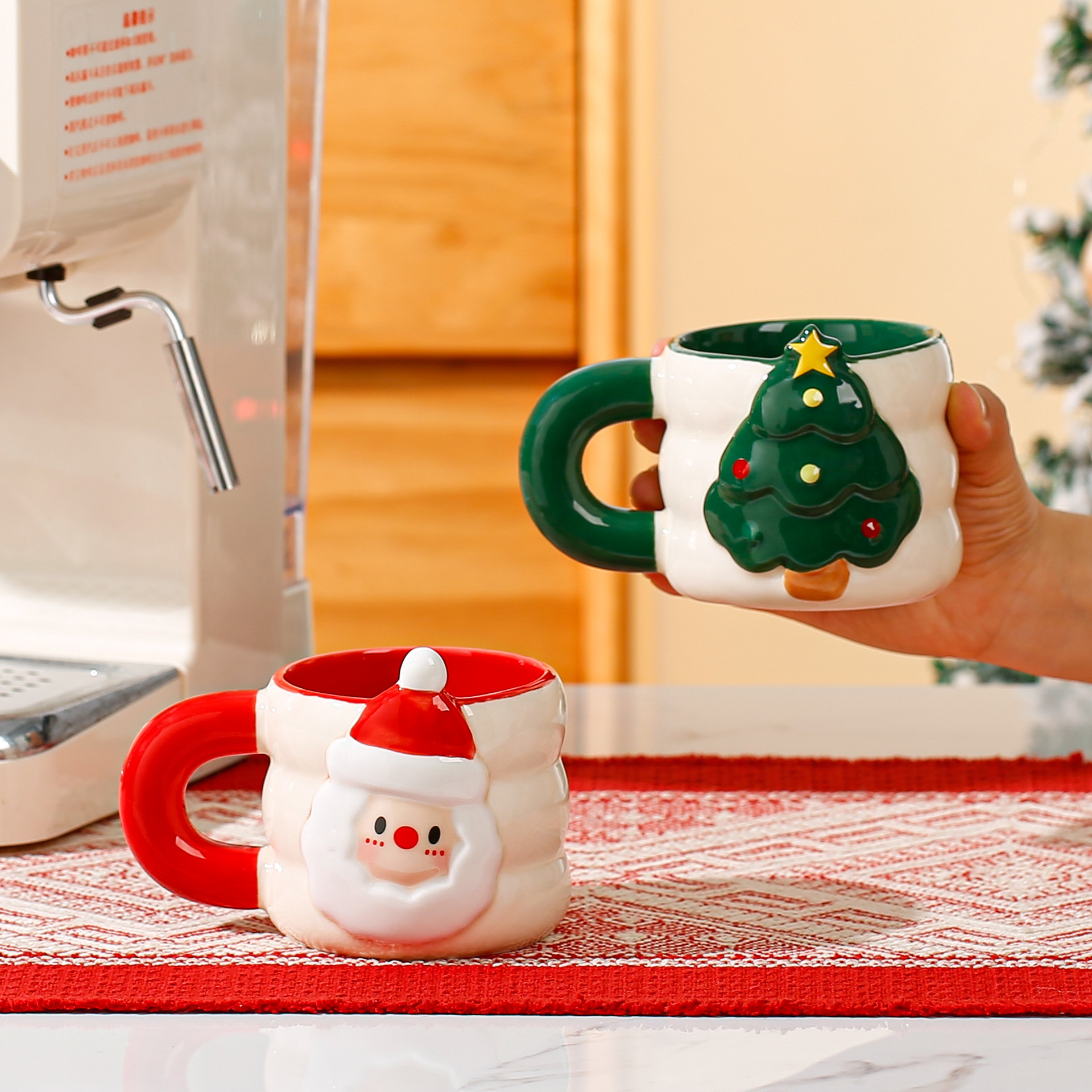 922g Weight Mug Kitchen and drinking utensils Christmas Cute Christmas Tree Santa Claus Ceramics Mug 1 Piece