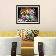 蒙娜丽莎皇室十字绣花卉许愿瓶新款清新简约植物花卉装饰手工绣