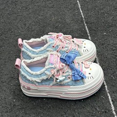 【实拍】kitty凯蒂猫联名款厚底增高帆布鞋女运动休闲舒适百搭学