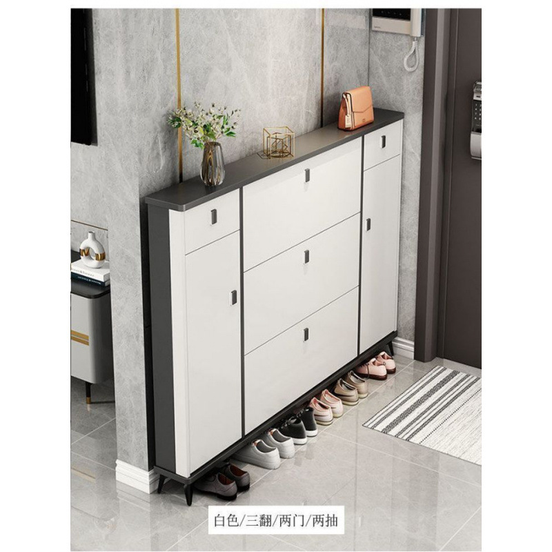 Italian Solid Wood Shoe Cabinet Entrance Large Capacity Tipping Bucket with Drawer Space-Saving Home Entry Factory Cross-Border Wholesale