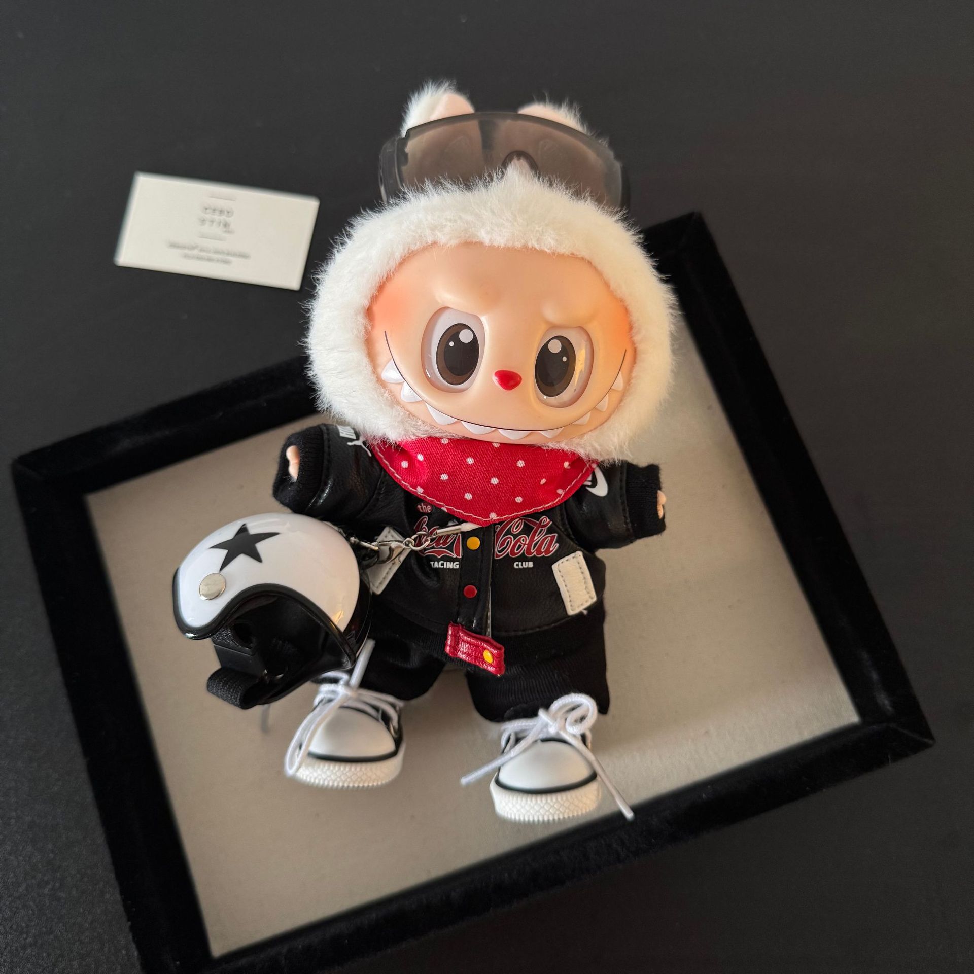 New First, Second, and Third Generation Labubu Plush Retro Leather Jacket Versatile Replacement for Brand New 17cm Doll Clothes