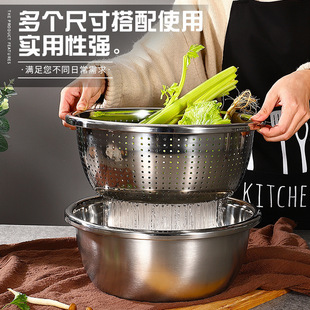 Food-Grade 304 Stainless Steel Round Kitchen Sink, Thickened and Deepened Egg-Beating Basin, Soup Basin and Basin