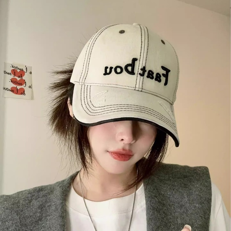 韩版休闲棒球帽2025新款宽帽檐潮款显脸小男女款刺绣硬顶鸭舌帽子|undefined