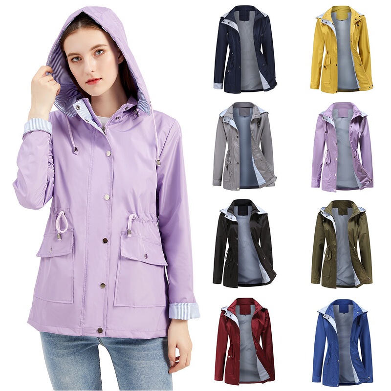 2024 New Autumn and Winter Detachable Hat Windbreaker Women's Cross-Border Women's Clothing Plus Size Women's Jacket Amazon Windbreaker