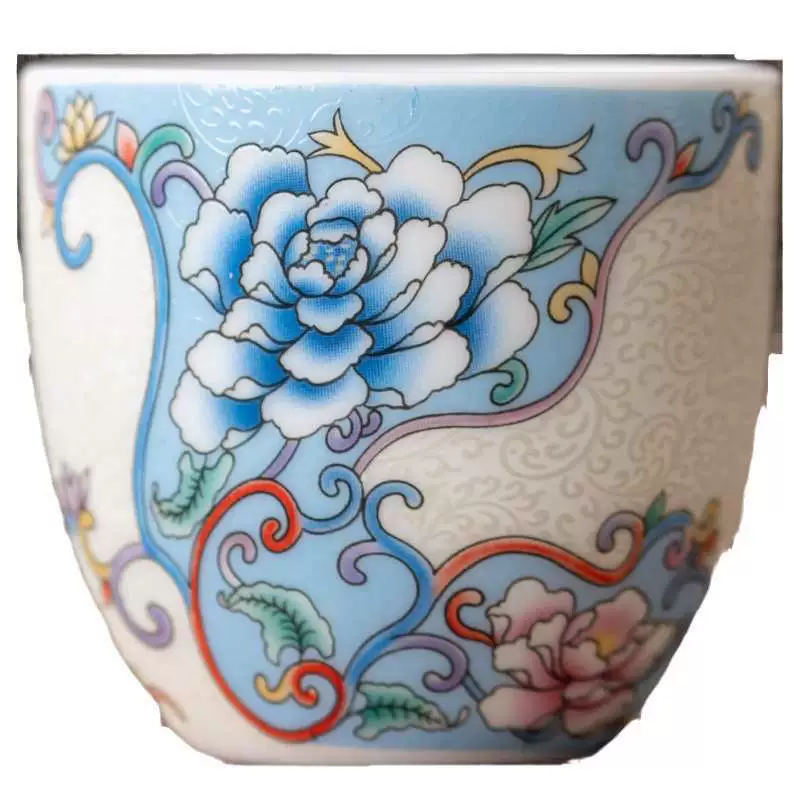 Master cup tea cup handmade silk silver peony master cup ceramic kung fu tea set single tea cup tea cup