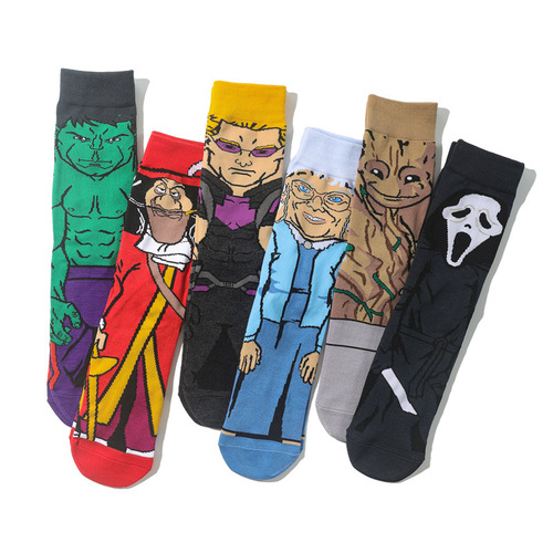 Anime socks factory direct sales long-tube cartoon men's socks green giant women's socks cotton straight cartoon socks European and American character socks