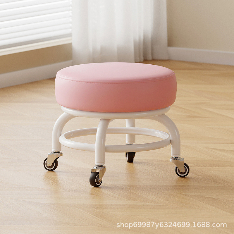 Rueda universal taburete pequeño polea doméstica taburete redondo para cambiar zapatos limpiador taburete bajo con artefactos mágicos para niños pequeños taburetes silenciosos