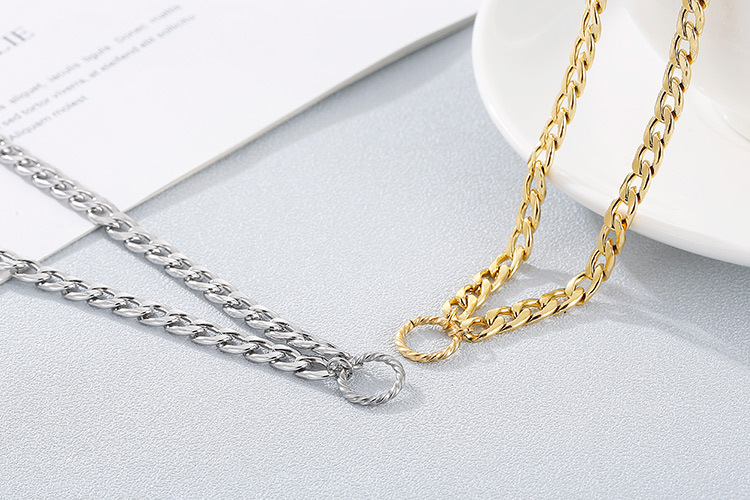 simple circle thick chain titanium earrings necklace chain set wholesale nihaojewelry