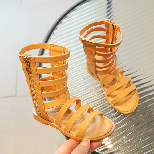  new summer style Korean style hollow children's Roman sandals open-toe trendy high-top sandals strapped small and medium-sized children's shoes