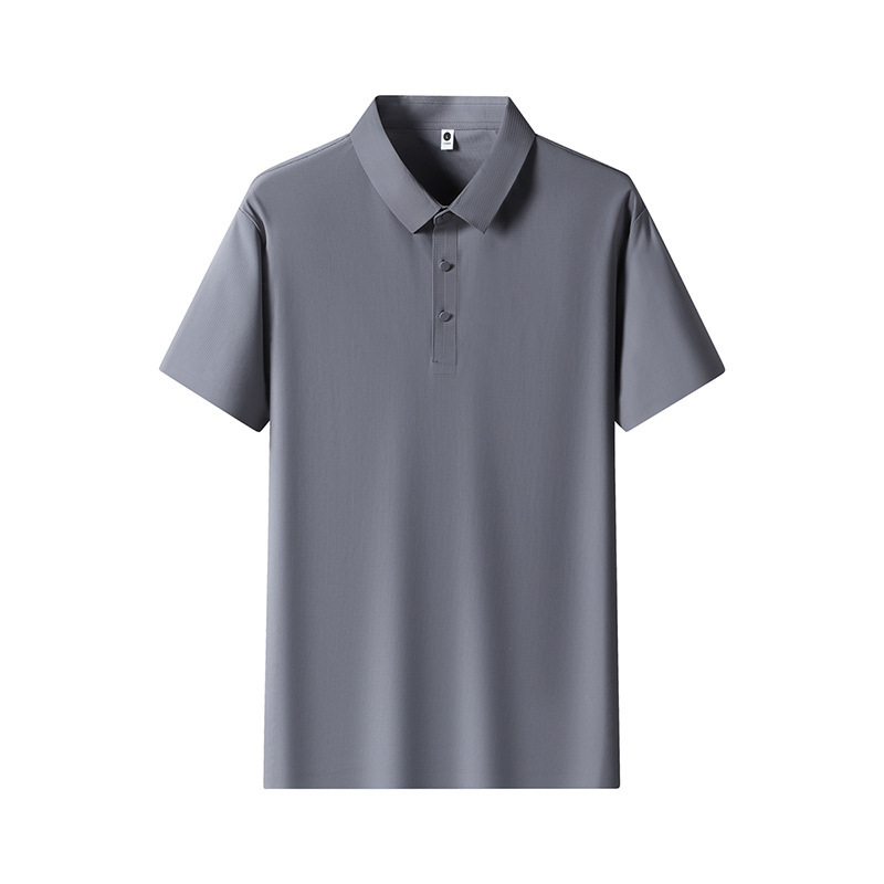 2025 新しいルーズ夏のファッション Tシャツメンズビジネスアイスシルク半袖ラペルシームレスラミネートポロシャツ|undefined