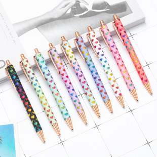 Gold Powder Press Ballpoint Pen Wholesale Student Girl Presses the Skin Pen with Printable Logo Metal Glitter Chalk