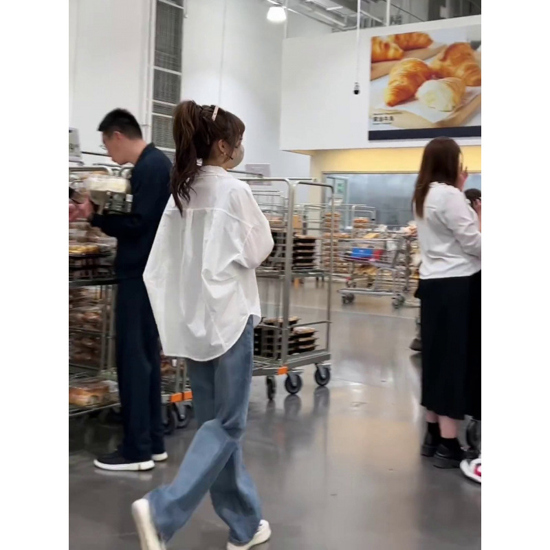 休闲宽松七分袖衬衫女士上衣春夏季新款时尚洋气小衫百搭中袖衬衣|undefined