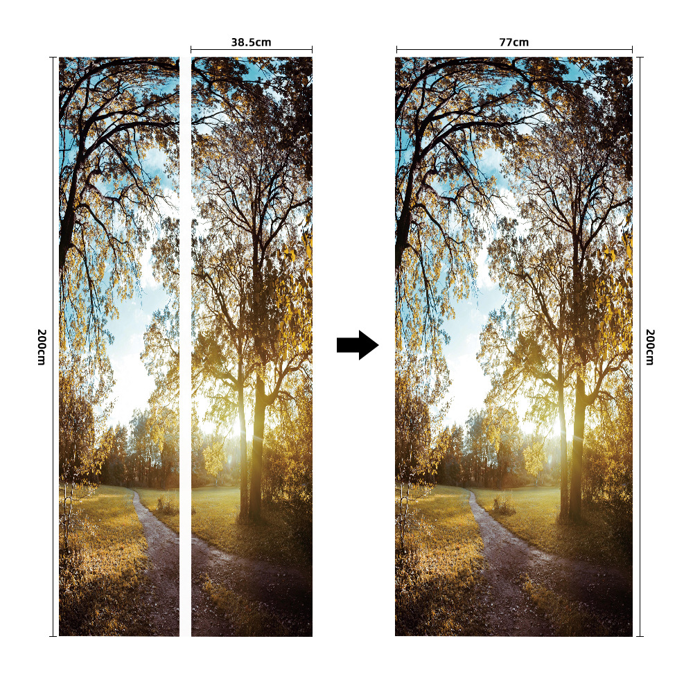 Pegatinas para puertas 3D respetuosas con el medio ambiente, autoadhesivos, fabricantes de origen al por mayor, patrones populares transfronterizos de alta definición, adhesivos para puertas impermeables, a prueba de aceite y antiincrustantes