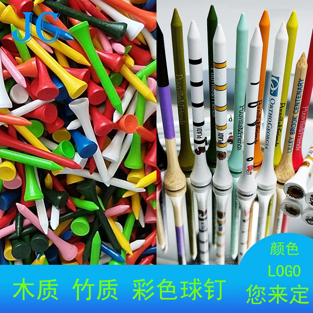 Custom golf clavos impresos golf tee golf madera / bambú logotipo personalizado