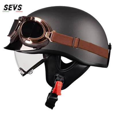 Motosiklet kaskı (dəbilqə) – women, summer scooter half helmet - sub-metallic-gray-transparent-copper-tea-mirror-m