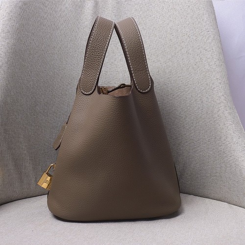 Upgraded version of Togo first-layer cowhide gold buckle vegetable basket bag women's bucket bag genuine leather handbag Gold