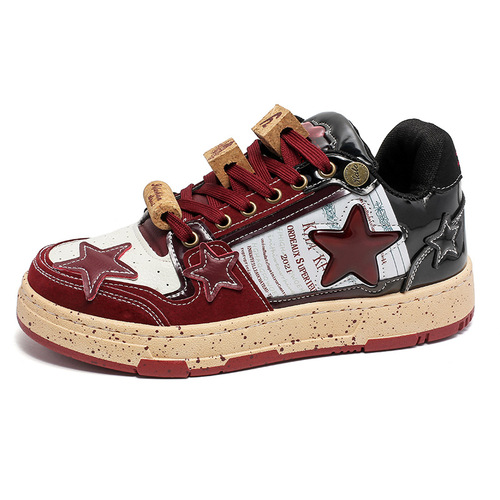  New Red Wine Longjing Star Sneakers Men's National Fashion Niche Design Sports Casual Men's Shoes Trendy X88 Generation