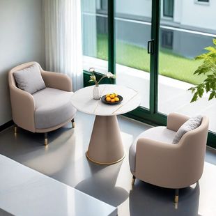 Simple Balcony Single Sofa Coffee Table Combination Leisure Hotel Reception Sales Office Negotiation Table and Chairs Beauty Salon Reception