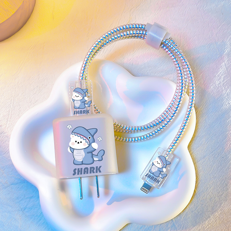 Tipo helado adecuado para Apple 20W cubierta protectora del cargador 18W cubierta de carga rápida cargador suave línea de clip morder dispositivo creativo de dibujos animados