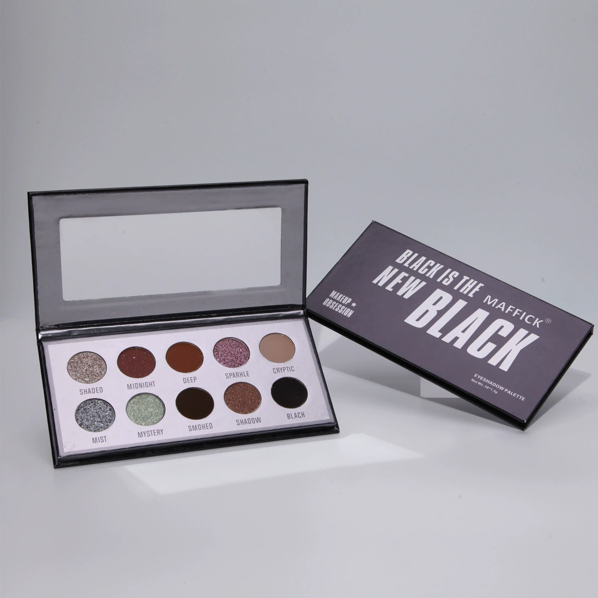 PALETA теней MAFFICK 10 цветов BLACK smoky, перламутровые тени для век
