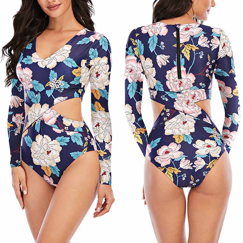 Women's Elegant Retro Printing Flower 1 Piece One Piece Swimwear display picture 1