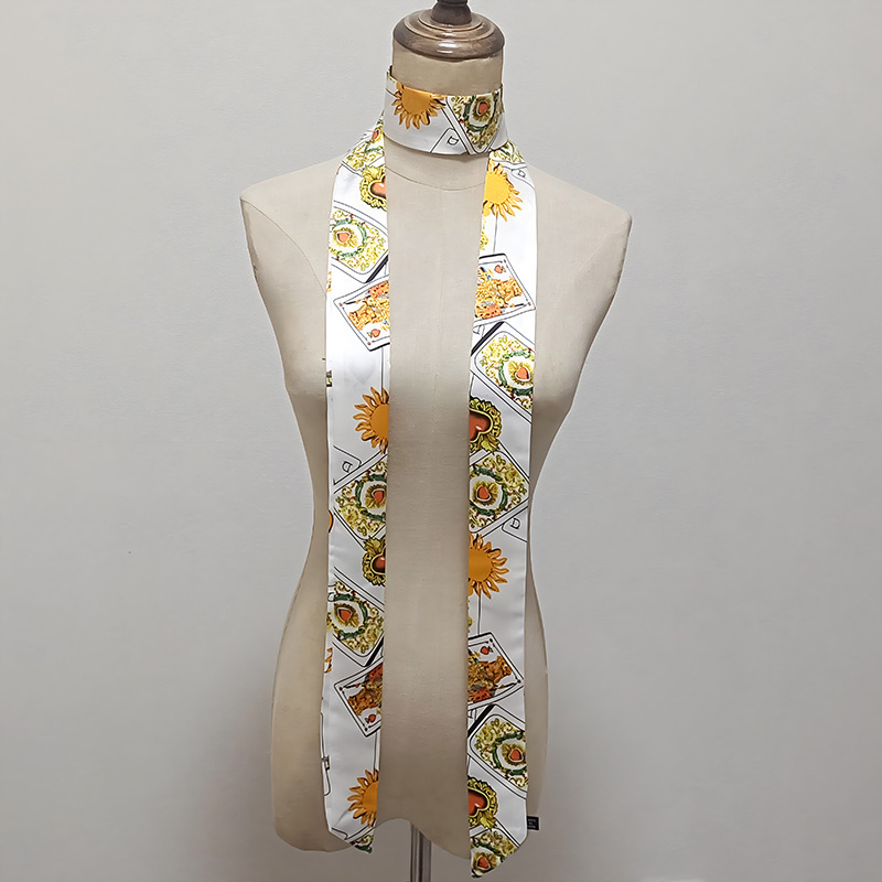 韓国版の細い細い長さの小さいスカーフの女性はバッグの取っ手を縛って春夏の秋のシフォンのプリントの小さいスカーフのマフラーを持ちます。|undefined