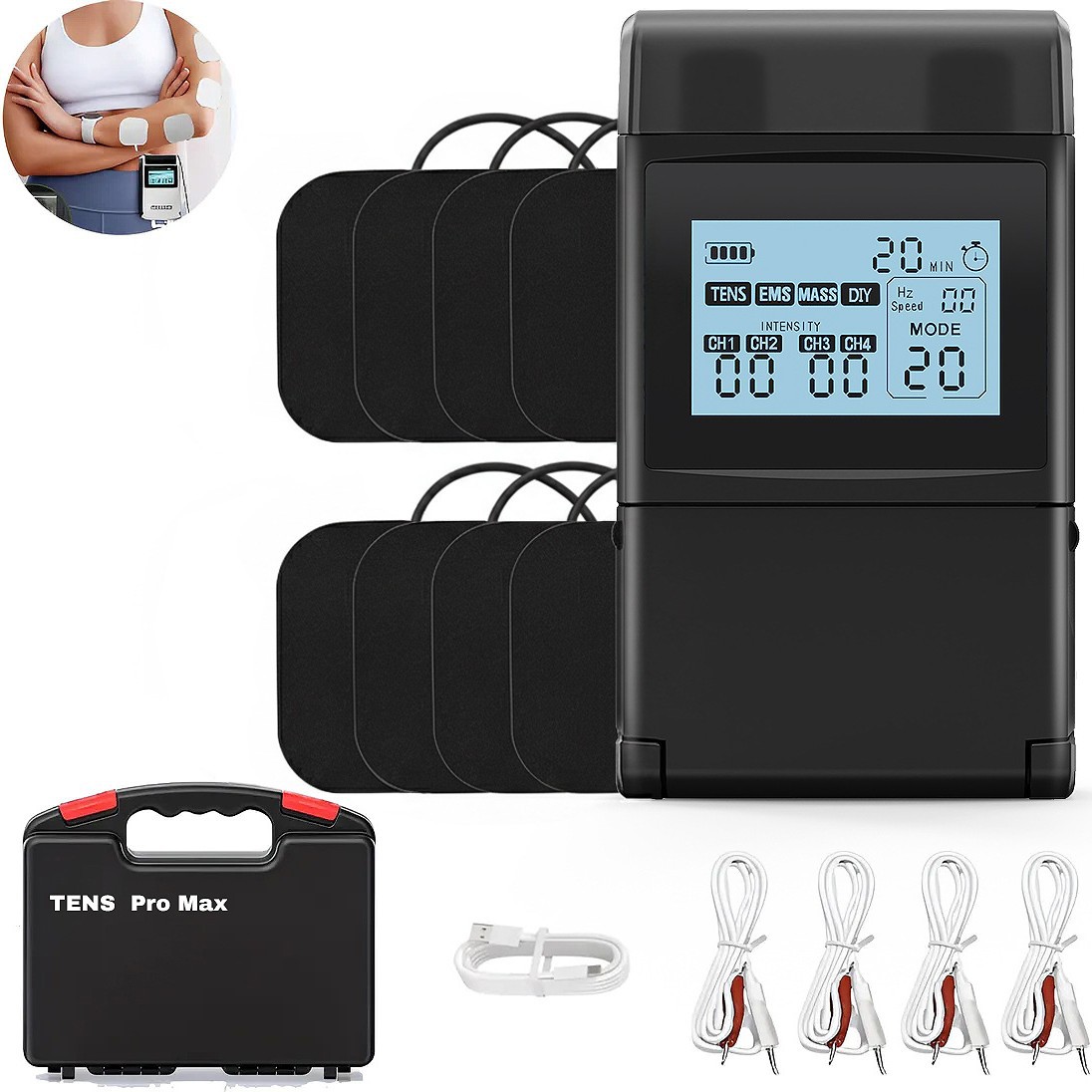 Amazon meikeduo nuevo masajeador de fisioterapia de pulso de carga de 60 modos Tens EMS estimulador muscular image 6
