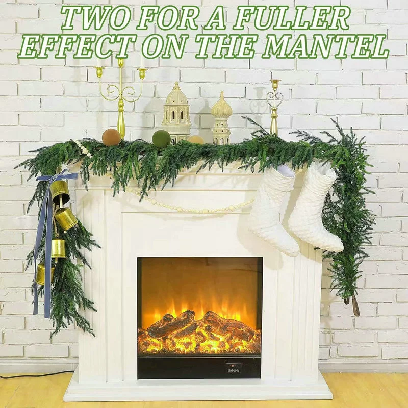 Imitation realistic soft gel pine Christmas wreath vine pine needle wall hanging home decor Christmas plastic greenery wholesale