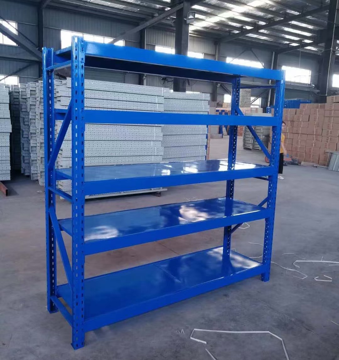 Estanterías de almacenamiento para almacenes, estanterías de almacenamiento de cuatro niveles, estanterías de hierro, almacenes, almacenamiento para oficinas en casa, estanterías de entrega rápida de múltiples niveles con capacidad de carga.