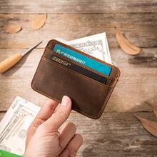复古疯马皮小巧迷你卡套零钱银行卡证件包百搭简约超薄一片卡夹包