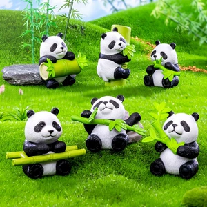 Avtomobil üçün Şirin Bambuk Panda Kukla Bağçılıq DIY Daxili Aksesuarlar Bəzəklər Masaüstü Kiçik Bəzəklər