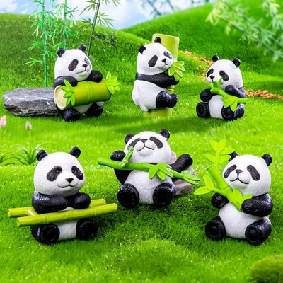 Cute Bamboo Panda Doll Gardening DIY Car Interior Accessories Ornaments Accessories Desktop Small Ornaments