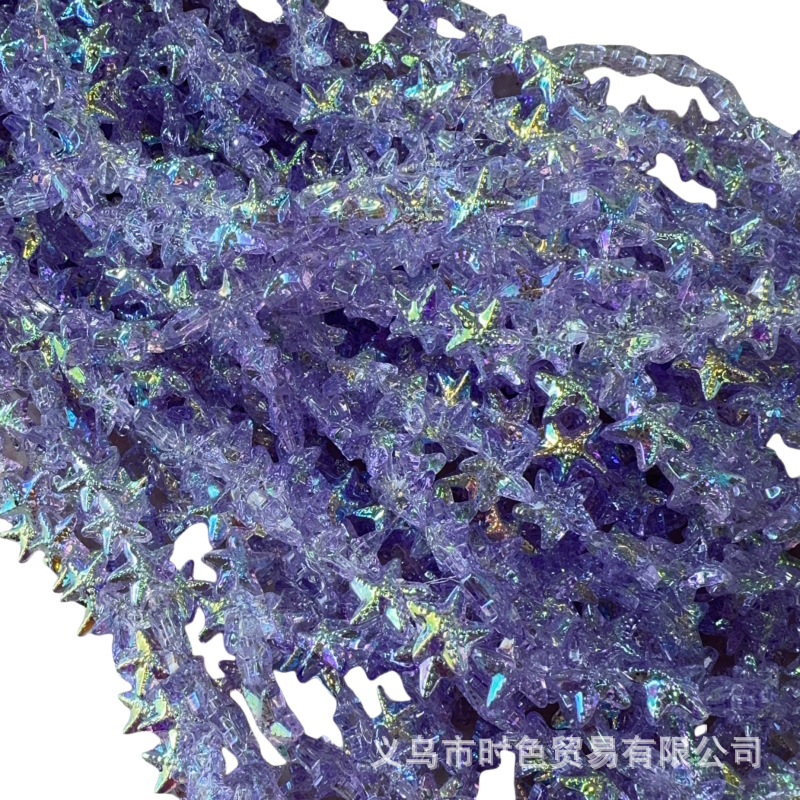 Colgante de cristal de forma especial perlas de vidrio estampado estrella de mar pentagramas cuentas collar DIY multicolor accesorios pendientes para el cabello