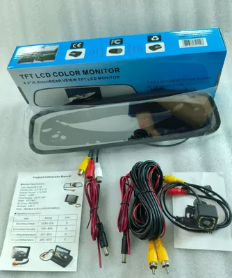 Input Reversing Image – Car display - 5inch-rearview-mirror-12-light-camera