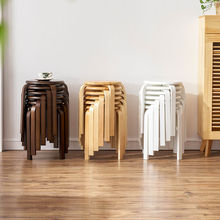 可疊放小凳子簡約全實木圓凳子家用木板凳軟包凳子茶幾凳餐桌凳
