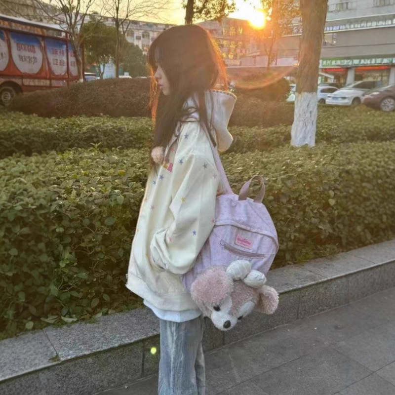 Dopamine Bear Pendant Jacket Women's 2025 Spring and Autumn New Loose Niche Star Print Easiest for Match Student Top