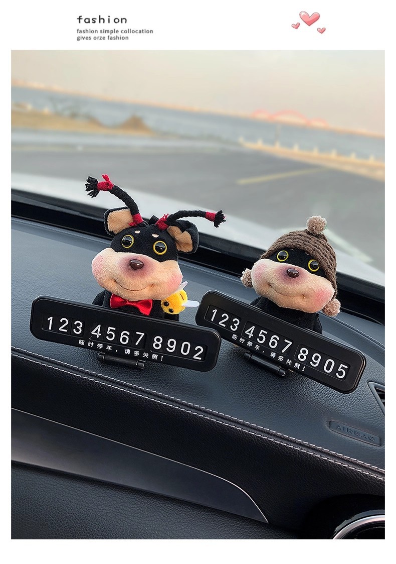 Quirky and Cute Bee and Puppy Number Plate, Car Temporary Parking Sign, High-End 2025 New Model