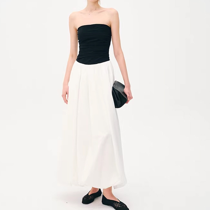 Chicja Elegant Moments/Exquisitely Crafted Three-Dimensional Tailoring Hepburn Goddess Color-Block Summer Dress Mid-Length Dress
