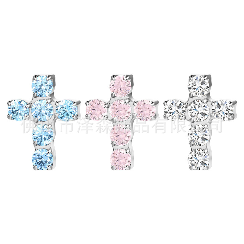 Zesen F136 Titanium Alloy Cross Earrings - G23 Titanium Lip Studs Ear Bone Studs Piercing Jewelry detail image 8